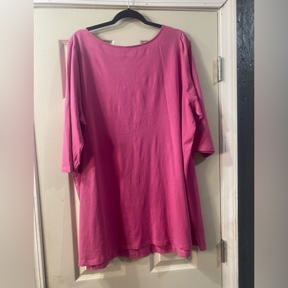 Roamans  square neck /4  Sleeve Long T-Shirt Red Plus Size 1X 22/24 - Picture 2 of 9
